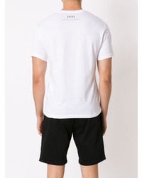 weißes und schwarzes bedrucktes T-Shirt mit einem Rundhalsausschnitt von Armani Exchange