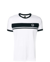 weißes und schwarzes bedrucktes T-Shirt mit einem Rundhalsausschnitt von Sergio Tacchini