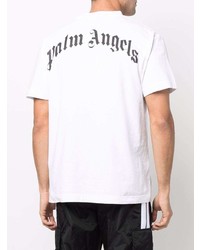 weißes und schwarzes bedrucktes T-Shirt mit einem Rundhalsausschnitt von Palm Angels