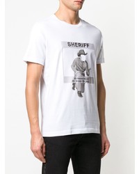 weißes und schwarzes bedrucktes T-Shirt mit einem Rundhalsausschnitt von Diesel Black Gold