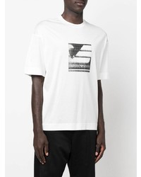 weißes und schwarzes bedrucktes T-Shirt mit einem Rundhalsausschnitt von Emporio Armani