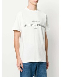 weißes und schwarzes bedrucktes T-Shirt mit einem Rundhalsausschnitt von Ih Nom Uh Nit