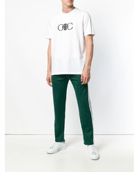 weißes und schwarzes bedrucktes T-Shirt mit einem Rundhalsausschnitt von Oamc