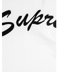 weißes und schwarzes bedrucktes T-Shirt mit einem Rundhalsausschnitt von Supreme