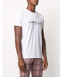 weißes und schwarzes bedrucktes T-Shirt mit einem Rundhalsausschnitt von Viktor & Rolf