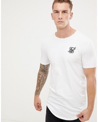 weißes und schwarzes bedrucktes T-Shirt mit einem Rundhalsausschnitt von Siksilk