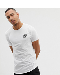 weißes und schwarzes bedrucktes T-Shirt mit einem Rundhalsausschnitt von Siksilk