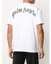 weißes und schwarzes bedrucktes T-Shirt mit einem Rundhalsausschnitt von Palm Angels