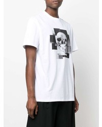 weißes und schwarzes bedrucktes T-Shirt mit einem Rundhalsausschnitt von Alexander McQueen