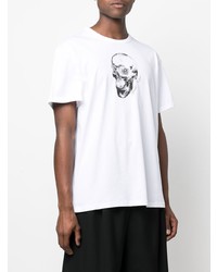 weißes und schwarzes bedrucktes T-Shirt mit einem Rundhalsausschnitt von Alexander McQueen