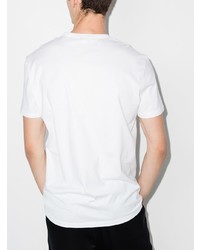 weißes und schwarzes bedrucktes T-Shirt mit einem Rundhalsausschnitt von Alexander McQueen