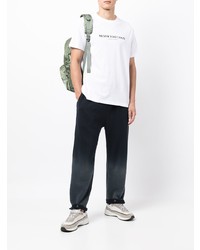 weißes und schwarzes bedrucktes T-Shirt mit einem Rundhalsausschnitt von Armani Exchange