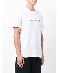 weißes und schwarzes bedrucktes T-Shirt mit einem Rundhalsausschnitt von Armani Exchange