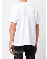 weißes und schwarzes bedrucktes T-Shirt mit einem Rundhalsausschnitt von Junya Watanabe