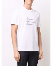 weißes und schwarzes bedrucktes T-Shirt mit einem Rundhalsausschnitt von Brioni