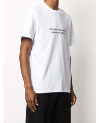 weißes und schwarzes bedrucktes T-Shirt mit einem Rundhalsausschnitt von MSGM