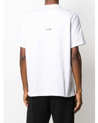 weißes und schwarzes bedrucktes T-Shirt mit einem Rundhalsausschnitt von MSGM