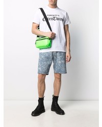 weißes und schwarzes bedrucktes T-Shirt mit einem Rundhalsausschnitt von DSQUARED2