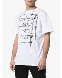 weißes und schwarzes bedrucktes T-Shirt mit einem Rundhalsausschnitt von Haider Ackermann