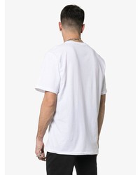 weißes und schwarzes bedrucktes T-Shirt mit einem Rundhalsausschnitt von Haider Ackermann