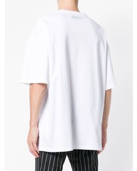 weißes und schwarzes bedrucktes T-Shirt mit einem Rundhalsausschnitt von Lanvin