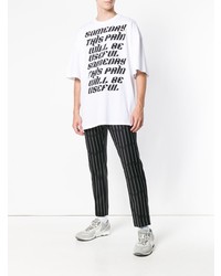 weißes und schwarzes bedrucktes T-Shirt mit einem Rundhalsausschnitt von Lanvin