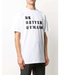 weißes und schwarzes bedrucktes T-Shirt mit einem Rundhalsausschnitt von Vetements