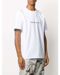 weißes und schwarzes bedrucktes T-Shirt mit einem Rundhalsausschnitt von MSGM