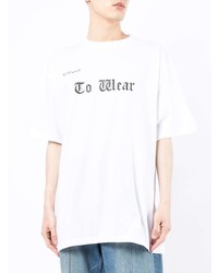 weißes und schwarzes bedrucktes T-Shirt mit einem Rundhalsausschnitt von Toga