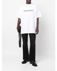 weißes und schwarzes bedrucktes T-Shirt mit einem Rundhalsausschnitt von Vetements