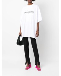 weißes und schwarzes bedrucktes T-Shirt mit einem Rundhalsausschnitt von Vetements