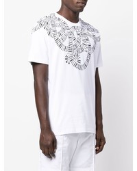 weißes und schwarzes bedrucktes T-Shirt mit einem Rundhalsausschnitt von Marcelo Burlon County of Milan