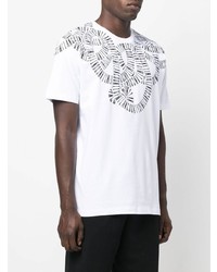 weißes und schwarzes bedrucktes T-Shirt mit einem Rundhalsausschnitt von Marcelo Burlon County of Milan