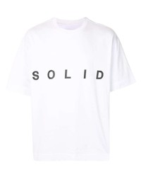 weißes und schwarzes bedrucktes T-Shirt mit einem Rundhalsausschnitt von Solid Homme