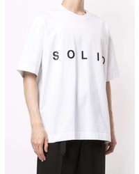 weißes und schwarzes bedrucktes T-Shirt mit einem Rundhalsausschnitt von Solid Homme