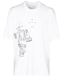 weißes und schwarzes bedrucktes T-Shirt mit einem Rundhalsausschnitt von Song For The Mute