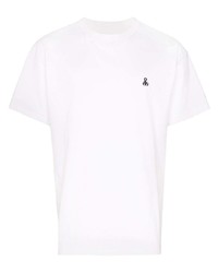 weißes und schwarzes bedrucktes T-Shirt mit einem Rundhalsausschnitt von Sophnet.