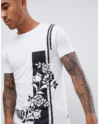 weißes und schwarzes bedrucktes T-Shirt mit einem Rundhalsausschnitt von Soul Star