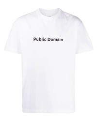 weißes und schwarzes bedrucktes T-Shirt mit einem Rundhalsausschnitt von Soulland