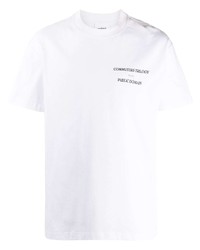 weißes und schwarzes bedrucktes T-Shirt mit einem Rundhalsausschnitt von Soulland