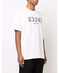 weißes und schwarzes bedrucktes T-Shirt mit einem Rundhalsausschnitt von Just Don