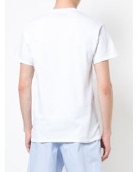 weißes und schwarzes bedrucktes T-Shirt mit einem Rundhalsausschnitt von Très Bien