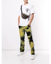 weißes und schwarzes bedrucktes T-Shirt mit einem Rundhalsausschnitt von A Bathing Ape