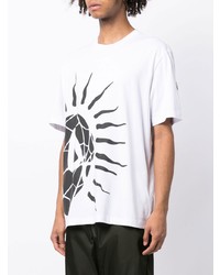 weißes und schwarzes bedrucktes T-Shirt mit einem Rundhalsausschnitt von Moncler