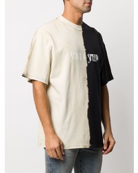 weißes und schwarzes bedrucktes T-Shirt mit einem Rundhalsausschnitt von Represent