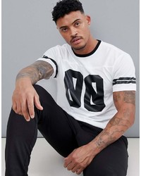 weißes und schwarzes bedrucktes T-Shirt mit einem Rundhalsausschnitt von New Look