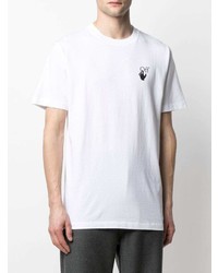 weißes und schwarzes bedrucktes T-Shirt mit einem Rundhalsausschnitt von Off-White