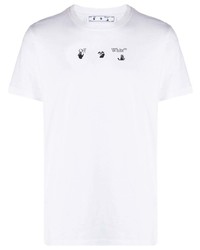 weißes und schwarzes bedrucktes T-Shirt mit einem Rundhalsausschnitt von Off-White