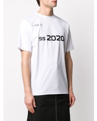weißes und schwarzes bedrucktes T-Shirt mit einem Rundhalsausschnitt von Xander Zhou