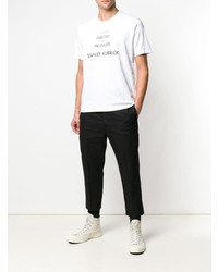 weißes und schwarzes bedrucktes T-Shirt mit einem Rundhalsausschnitt von Undercover